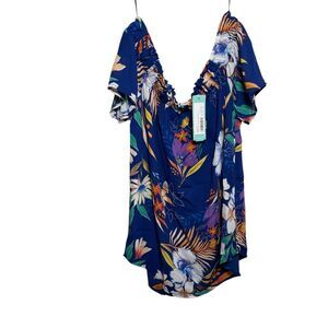 Renee C Blouse Women's Small Off The Shoulder Floral Shirt Career NWT